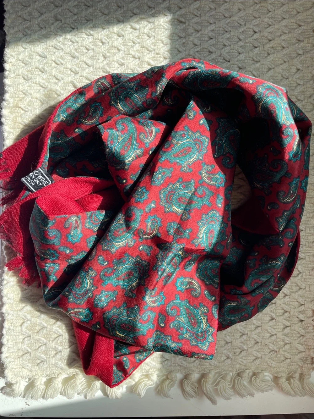 VTG SILK AND WOOL (CASHMERE?) SCARF